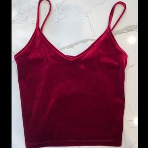 Red velvet crop tank top